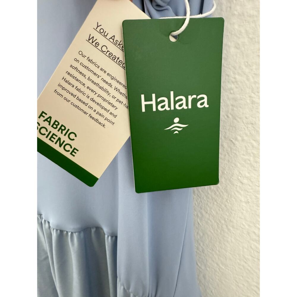 NWT Halara Breezeful Pocket Flowy Flare Maxi Dress L Ballad Blue Quick Dry - Picture 10 of 12